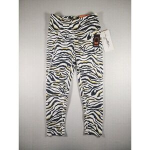 Gottex Studio Lab Womens Zebra Print Capri Leggings High Rise Yellow Black